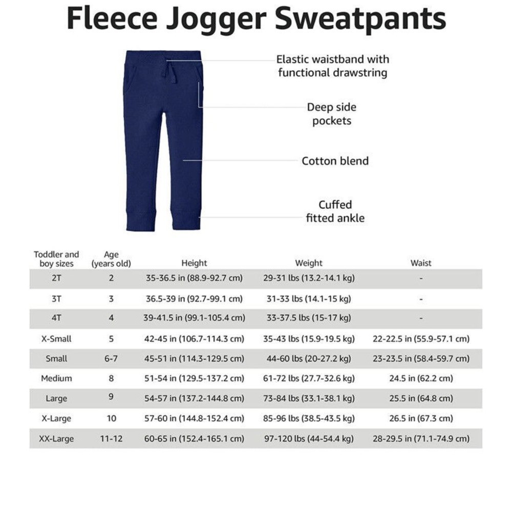 Amazon Essential Boys XS 4-5 Years Black Fleece Jogger Sweatpants - Picture 3 of 13